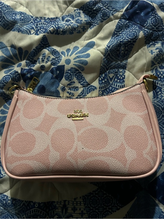 Coach Handbags - Coach Pink Signature Mini Shoulder Bag with Gold Hardware